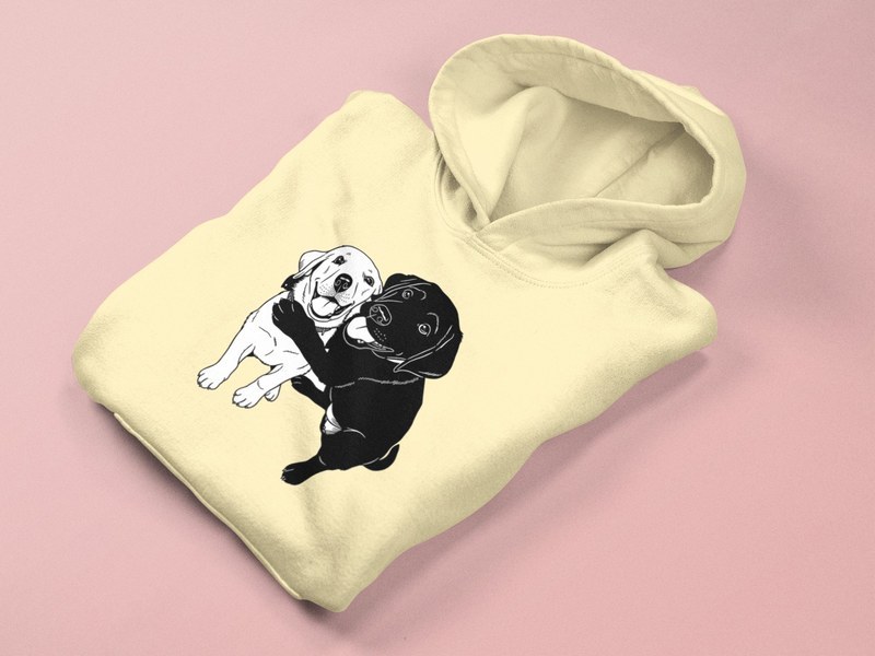 Line art printed on a hoodie