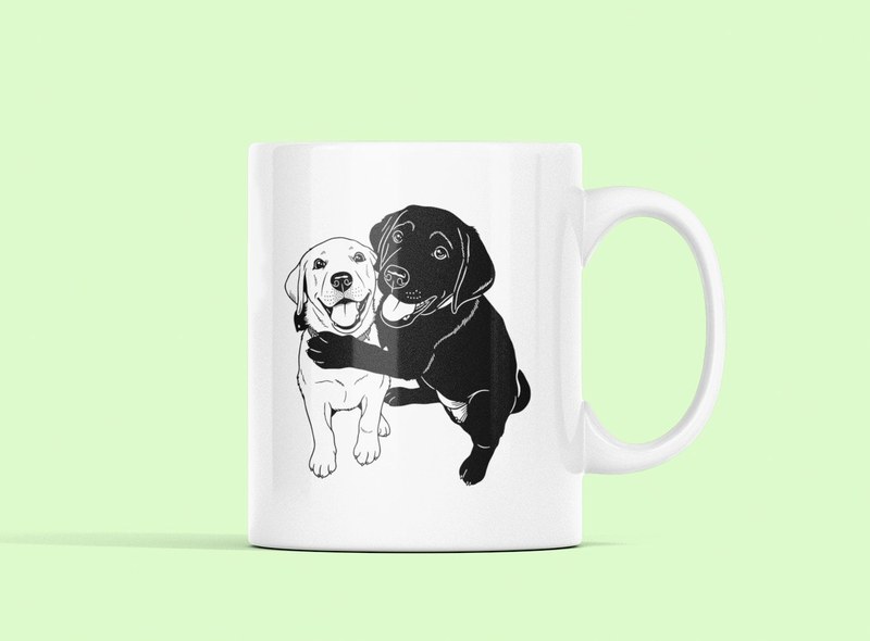 Line art printed on a mug